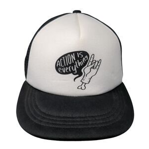 Action is Everything Snapback Trucker Hat Black OS Adjustable Mesh Rock Shox